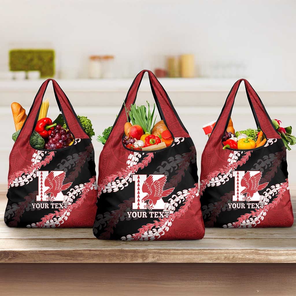 Personalized Kalani Hawaii High School Grocery Bag Puakenikeni Lei Hawaiian Pattern LT14 3-pack One Size Red - Polynesian Pride