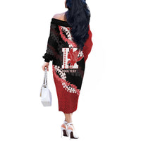 Personalized Kalani Hawaii High School Off The Shoulder Long Sleeve Dress Puakenikeni Lei Hawaiian Pattern - Polynesian Pride