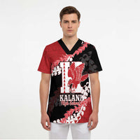 Personalized Kalani Hawaii High School Scrub Top Puakenikeni Lei Hawaiian Pattern LT14 - Polynesian Pride