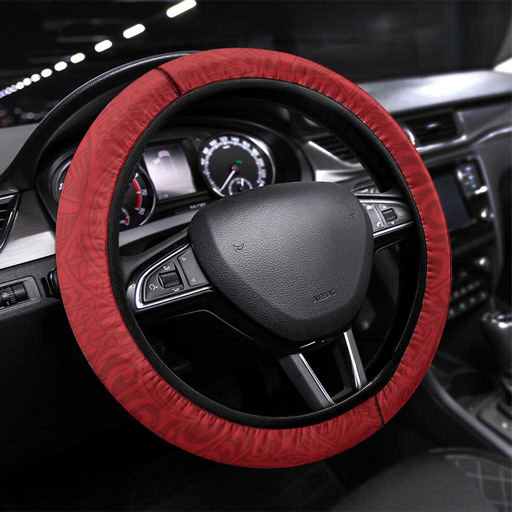 Kalani Hawaii High School Steering Wheel Cover Puakenikeni Lei Hawaiian Pattern LT14 Universal Fit Red - Polynesian Pride