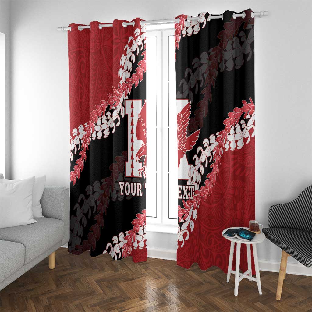 Personalized Kalani Hawaii High School Window Curtain Puakenikeni Lei Hawaiian Pattern LT14 With Grommets Red - Polynesian Pride