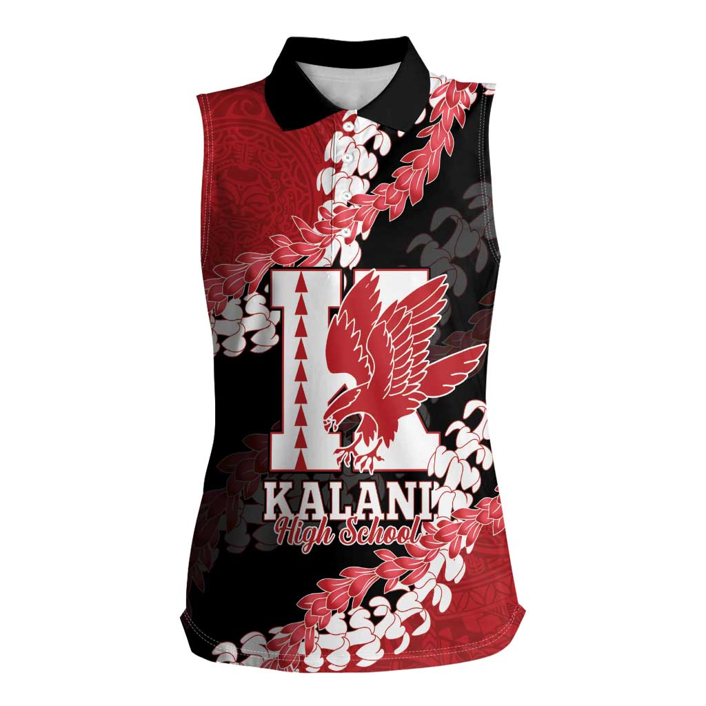 Personalized Kalani Hawaii High School Women Sleeveless Polo Shirt Puakenikeni Lei Hawaiian Pattern - Polynesian Pride