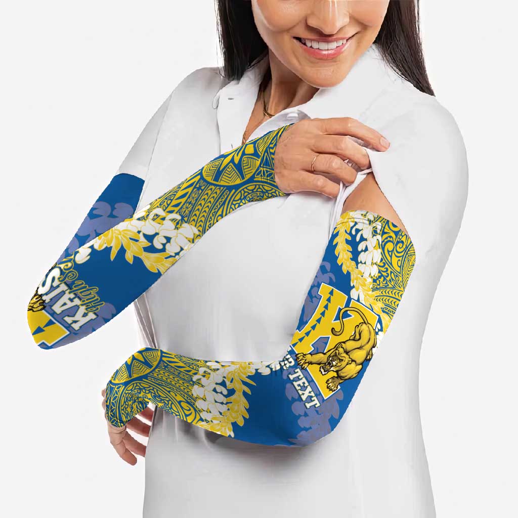 Personalized Kaiser Hawaii High School Arm Sleeves Puakenikeni Lei Hawaiian Pattern LT14 - Polynesian Pride