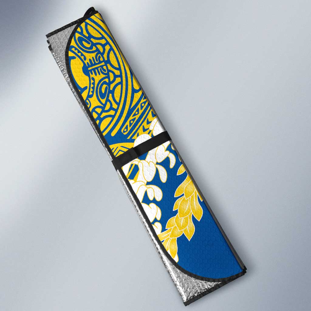 Kaiser Hawaii High School Auto Sun Shade Puakenikeni Lei Hawaiian Pattern LT14 - Polynesian Pride