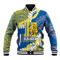Personalized Kaiser Hawaii High School Baseball Jacket Puakenikeni Lei Hawaiian Pattern LT14 Unisex Blue - Polynesian Pride