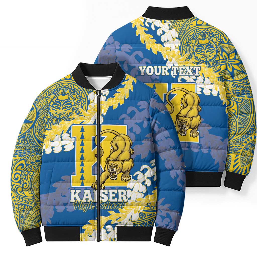 Personalized Kaiser Hawaii High School Bomber Puffer Jacket Puakenikeni Lei Hawaiian Pattern LT14 - Polynesian Pride