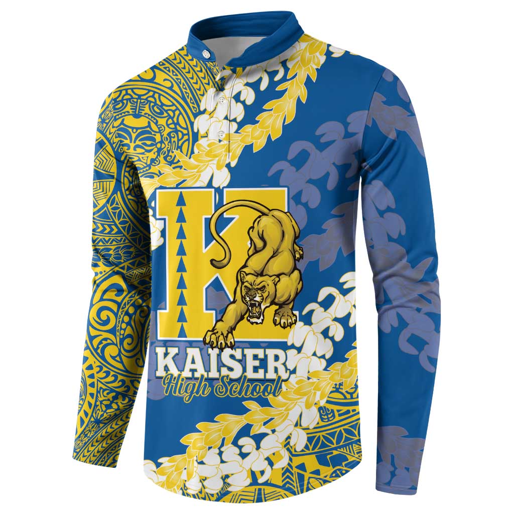 Personalized Kaiser Hawaii High School Button Sweatshirt Puakenikeni Lei Hawaiian Pattern LT14 - Polynesian Pride