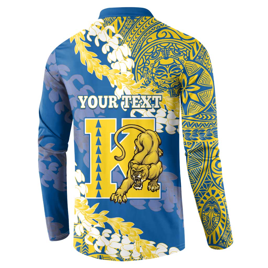 Personalized Kaiser Hawaii High School Button Sweatshirt Puakenikeni Lei Hawaiian Pattern LT14 - Polynesian Pride