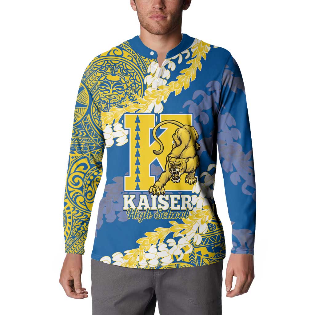 Personalized Kaiser Hawaii High School Button Sweatshirt Puakenikeni Lei Hawaiian Pattern LT14 - Polynesian Pride