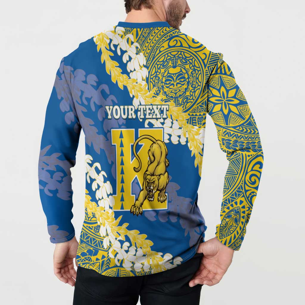 Personalized Kaiser Hawaii High School Button Sweatshirt Puakenikeni Lei Hawaiian Pattern LT14 - Polynesian Pride