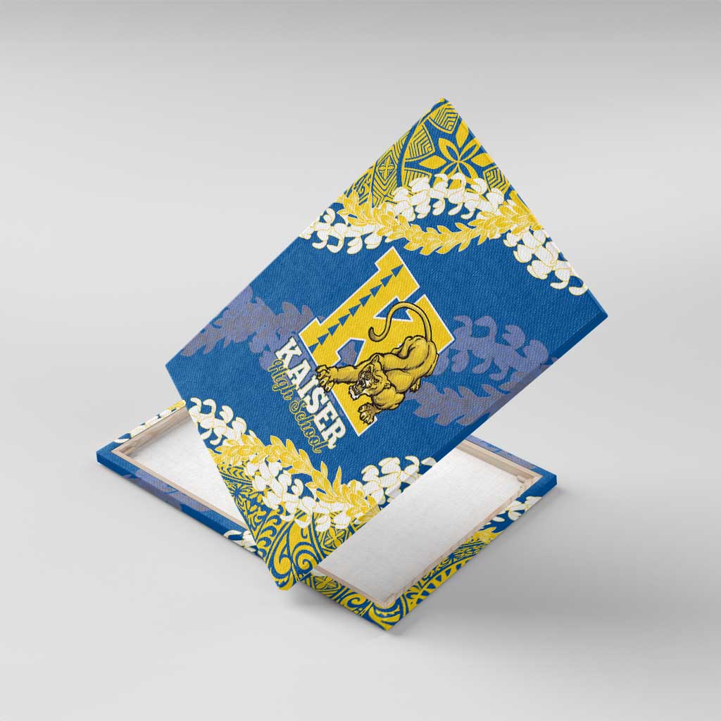 Kaiser Hawaii High School Canvas Wall Art Puakenikeni Lei Hawaiian Pattern LT14 With Frame Blue - Polynesian Pride