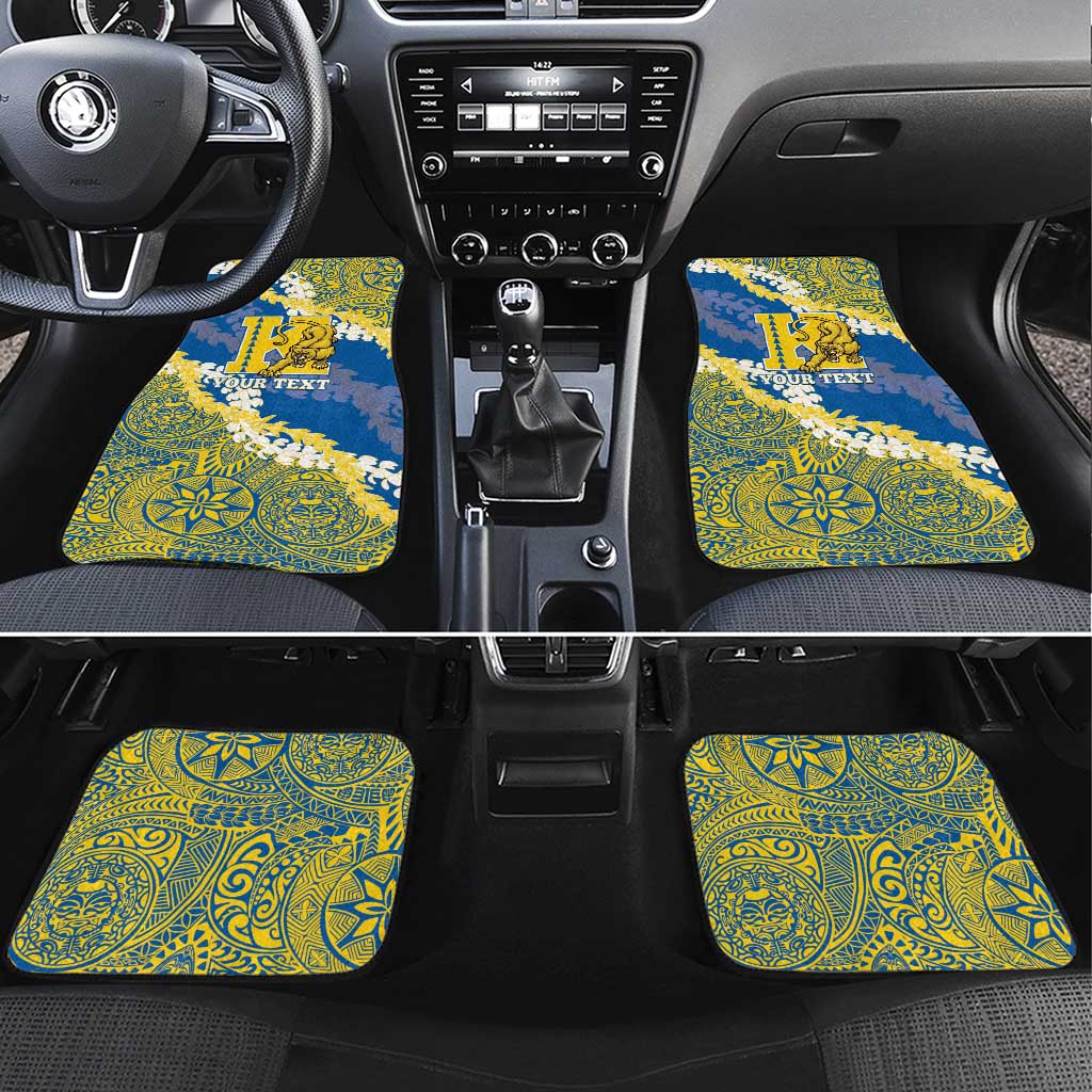 Personalized Kaiser Hawaii High School Car Mats Puakenikeni Lei Hawaiian Pattern LT14 Set 4pcs Blue - Polynesian Pride