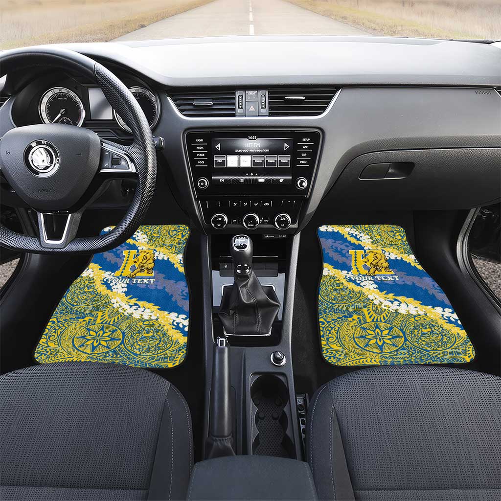 Personalized Kaiser Hawaii High School Car Mats Puakenikeni Lei Hawaiian Pattern LT14 Set 2pcs - Front Blue - Polynesian Pride