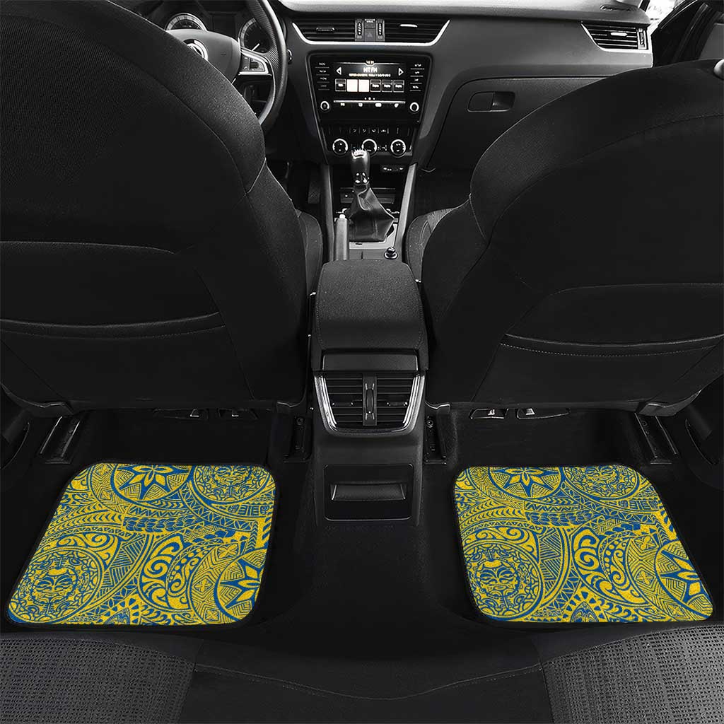 Personalized Kaiser Hawaii High School Car Mats Puakenikeni Lei Hawaiian Pattern LT14 Set 2pcs - Back Blue - Polynesian Pride