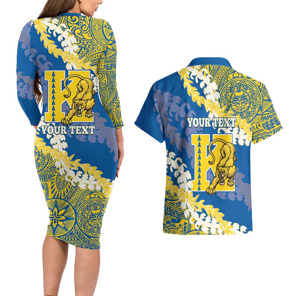 Personalized Kaiser Hawaii High School Couples Matching Long Sleeve Bodycon Dress and Hawaiian Shirt Puakenikeni Lei Hawaiian Pattern LT14 - Polynesian Pride