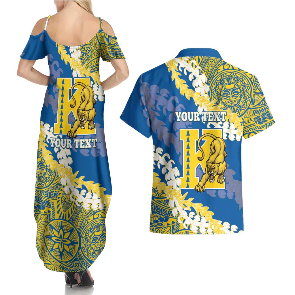 Personalized Kaiser Hawaii High School Couples Matching Summer Maxi Dress and Hawaiian Shirt Puakenikeni Lei Hawaiian Pattern - Polynesian Pride