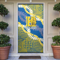 Personalized Kaiser Hawaii High School Door Cover Puakenikeni Lei Hawaiian Pattern LT14 Blue - Polynesian Pride