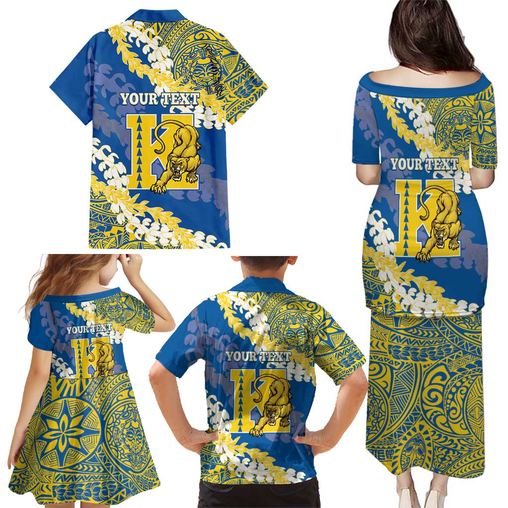 Personalized Kaiser Hawaii High School Family Matching Puletasi and Hawaiian Shirt Puakenikeni Lei Hawaiian Pattern LT14 - Polynesian Pride