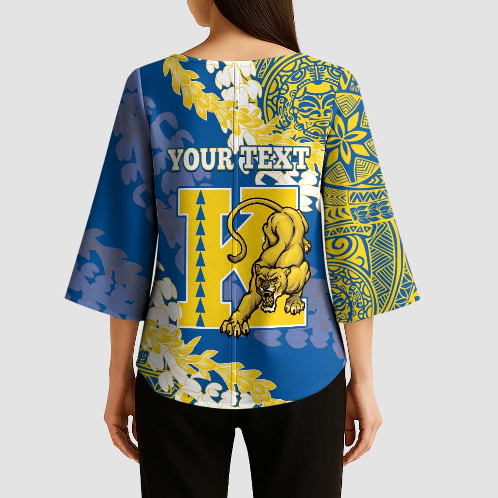 Personalized Kaiser Hawaii High School Kimono Sleeve Blouse Puakenikeni Lei Hawaiian Pattern LT14 - Polynesian Pride