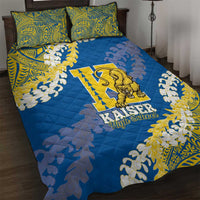 Kaiser Hawaii High School Quilt Bed Set Puakenikeni Lei Hawaiian Pattern LT14 Blue - Polynesian Pride