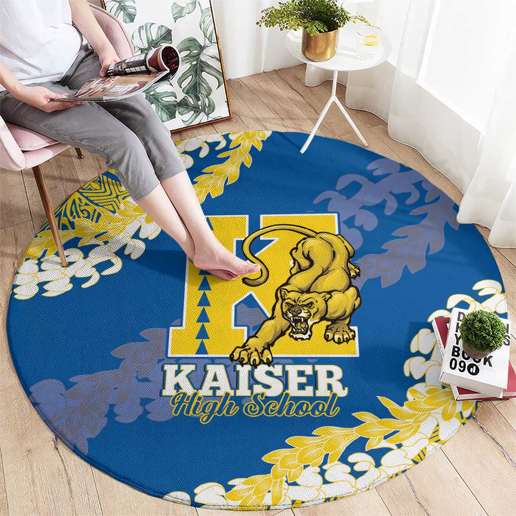 Kaiser Hawaii High School Round Carpet Puakenikeni Lei Hawaiian Pattern LT14 - Polynesian Pride