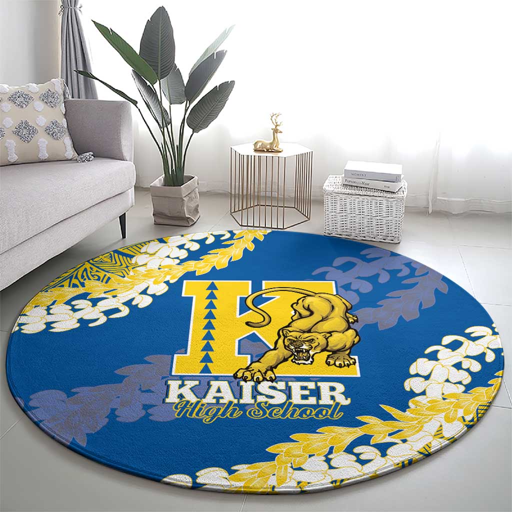 Kaiser Hawaii High School Round Carpet Puakenikeni Lei Hawaiian Pattern LT14 - Polynesian Pride