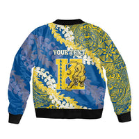 Personalized Kaiser Hawaii High School Sleeve Zip Bomber Jacket Puakenikeni Lei Hawaiian Pattern LT14 - Polynesian Pride