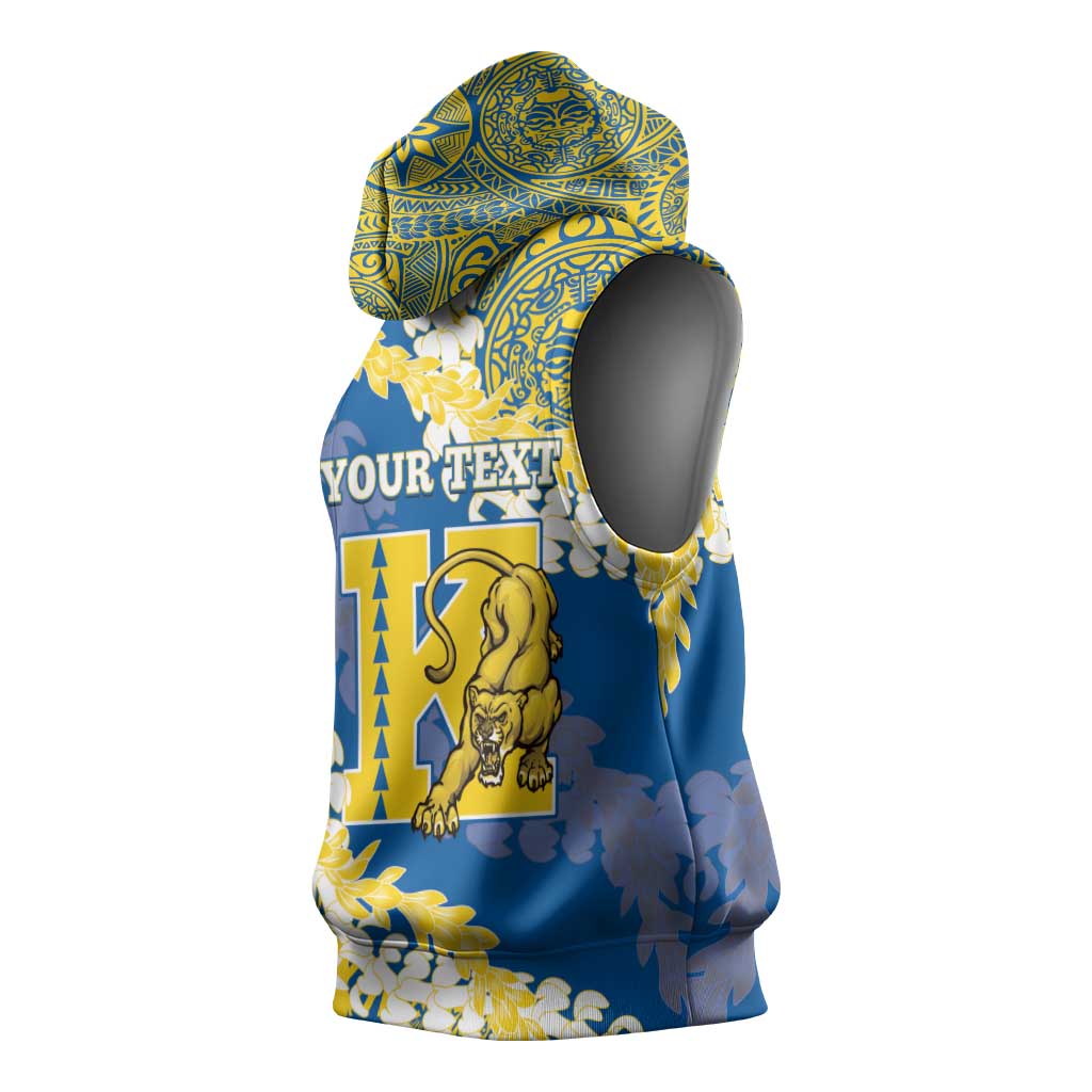 Personalized Kaiser Hawaii High School Sleeveless Hoodie Puakenikeni Lei Hawaiian Pattern LT14 - Polynesian Pride