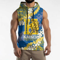 Personalized Kaiser Hawaii High School Sleeveless Hoodie Puakenikeni Lei Hawaiian Pattern LT14 - Polynesian Pride