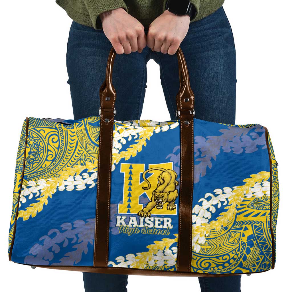 Kaiser Hawaii High School Travel Bag Puakenikeni Lei Hawaiian Pattern LT14 Blue - Polynesian Pride
