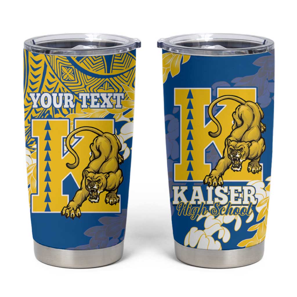 Personalized Kaiser Hawaii High School Tumbler Cup Puakenikeni Lei Hawaiian Pattern LT14 Blue - Polynesian Pride