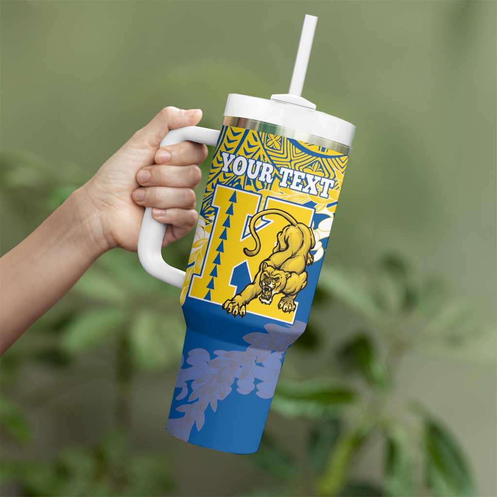 Personalized Kaiser Hawaii High School Tumbler With Handle Puakenikeni Lei Hawaiian Pattern LT14 - Polynesian Pride