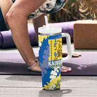 Personalized Kaiser Hawaii High School Tumbler With Handle Puakenikeni Lei Hawaiian Pattern LT14 - Polynesian Pride