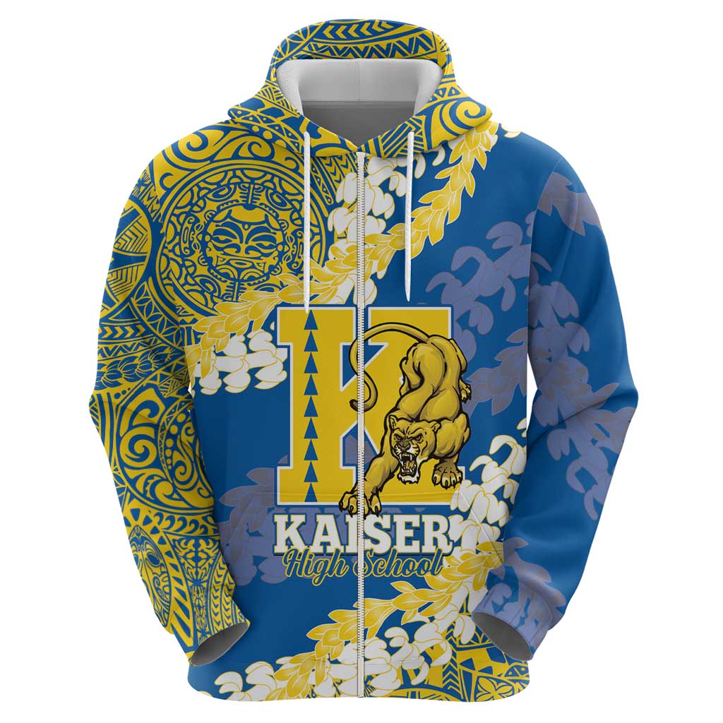 Personalized Kaiser Hawaii High School Zip Hoodie Puakenikeni Lei Hawaiian Pattern LT14 - Polynesian Pride