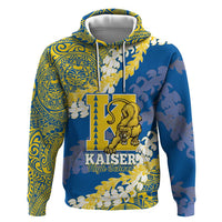 Personalized Kaiser Hawaii High School Zip Hoodie Puakenikeni Lei Hawaiian Pattern LT14 Pullover Hoodie Blue - Polynesian Pride