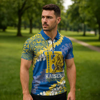Personalized Kaiser Hawaii High School Zipper Polo Shirt Puakenikeni Lei Hawaiian Pattern - Polynesian Pride
