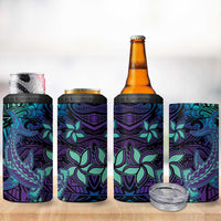 Purple Paradise Hawaiian Tribal Hammerhead Shark 4 in 1 Can Cooler Tumbler