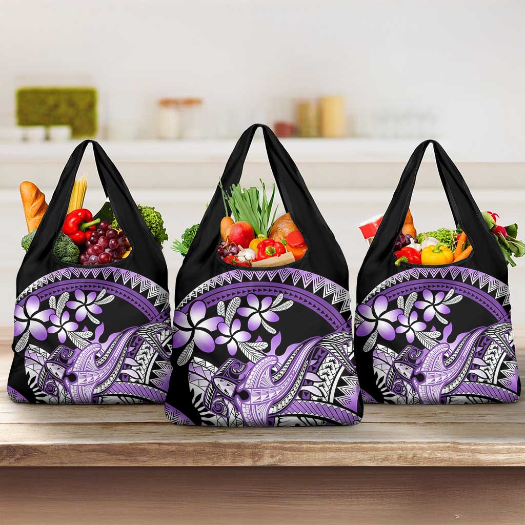 Purple Polynesian Grocery Bag Hammerhead Shark Tattoo Royal Plumeria Gradient