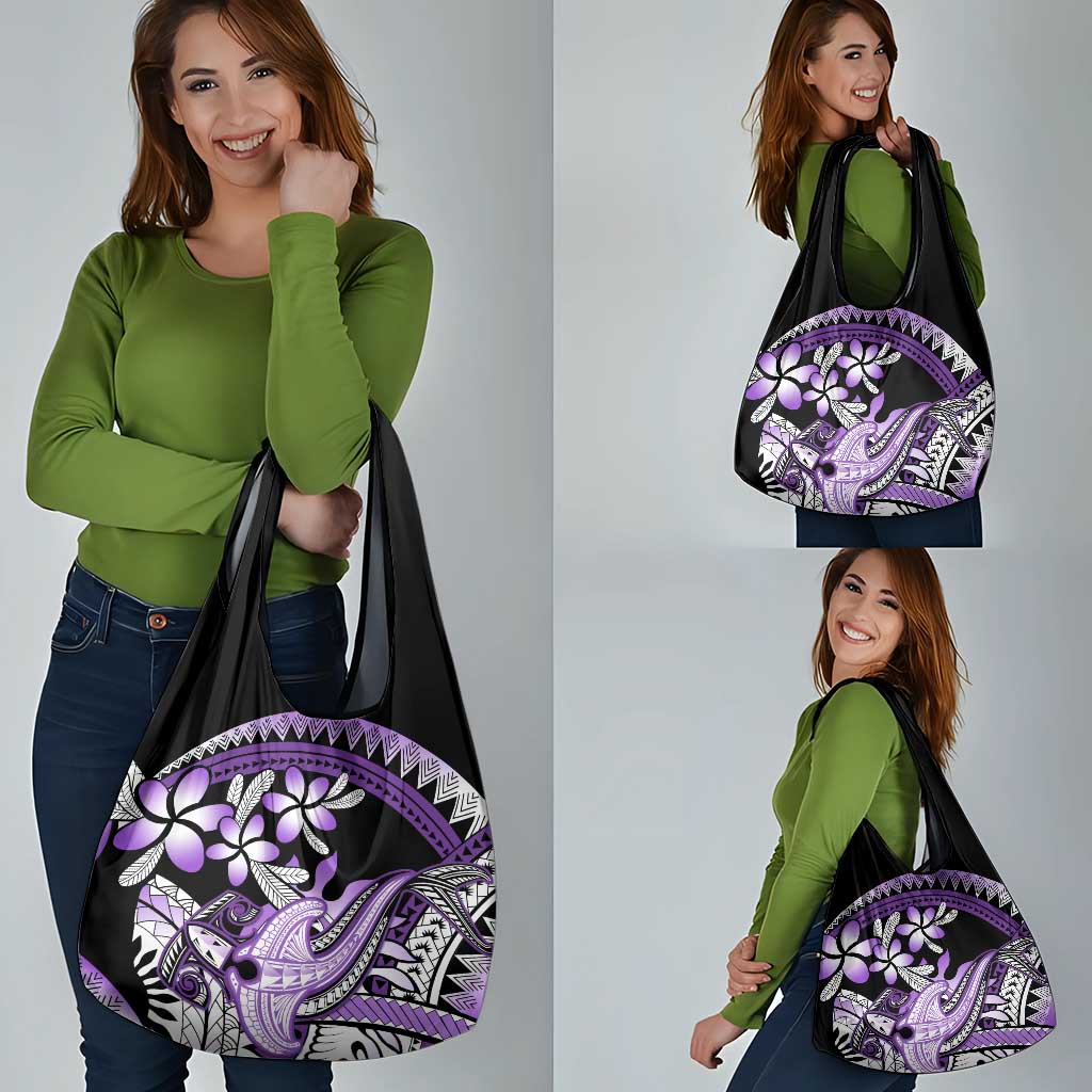 Purple Polynesian Grocery Bag Hammerhead Shark Tattoo Royal Plumeria Gradient