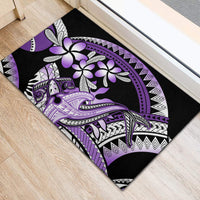 Purple Polynesian Rubber Doormat Hammerhead Shark Tattoo Royal Plumeria Gradient Vibes LT14 - Polynesian Pride