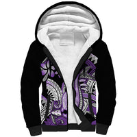 Purple Polynesian Sherpa Hoodie Hammerhead Shark Tattoo Royal Plumeria Gradient Vibes LT14 Unisex Purple - Polynesian Pride