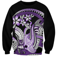Purple Polynesian Sweatshirt Hammerhead Shark Tattoo Royal Plumeria Gradient Vibes LT14 Unisex Purple - Polynesian Pride