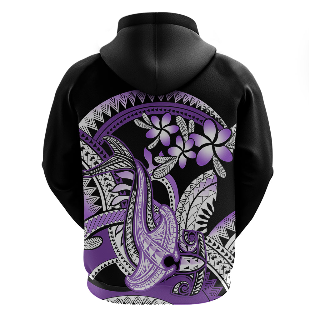 Purple Polynesian Zip Hoodie Hammerhead Shark Tattoo Royal Plumeria Gradient Vibes LT14 - Polynesian Pride