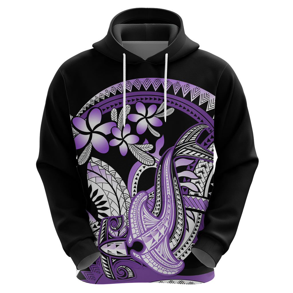 Purple Polynesian Zip Hoodie Hammerhead Shark Tattoo Royal Plumeria Gradient Vibes LT14 - Polynesian Pride