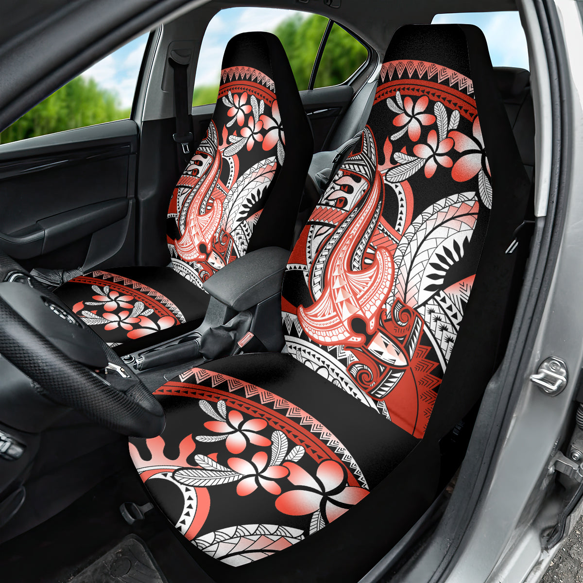 Red Polynesian Car Seat Cover Hammerhead Shark Tattoo Royal Plumeria Gradient Vibes LT14 - Polynesian Pride