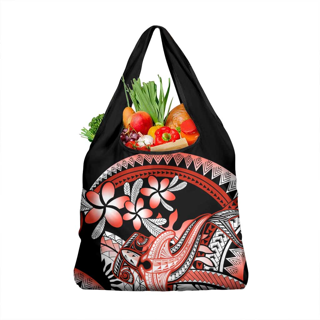 Red Polynesian Grocery Bag Hammerhead Shark Tattoo Royal Plumeria Gradient