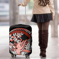 Red Polynesian Luggage Cover Hammerhead Shark Tattoo Royal Plumeria Gradient Vibes LT14 - Polynesian Pride