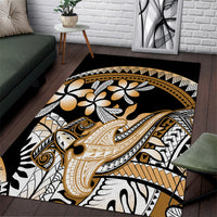 Gold Polynesian Hammerhead Shark Tattoo Area Rug Royal Plumeria Gradient Vibes LT14 Gold - Polynesian Pride