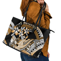 Gold Polynesian Hammerhead Shark Tattoo Leather Tote Bag Royal Plumeria Gradient Vibes LT14 - Polynesian Pride