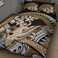 Gold Polynesian Hammerhead Shark Tattoo Quilt Bed Set Royal Plumeria Gradient Vibes LT14 - Polynesian Pride